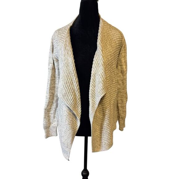 GAP Women’s Marl Ribbed Cardigan Sweater Ivory Frost Size M 100% Cotton Knit - Picture 1 of 6